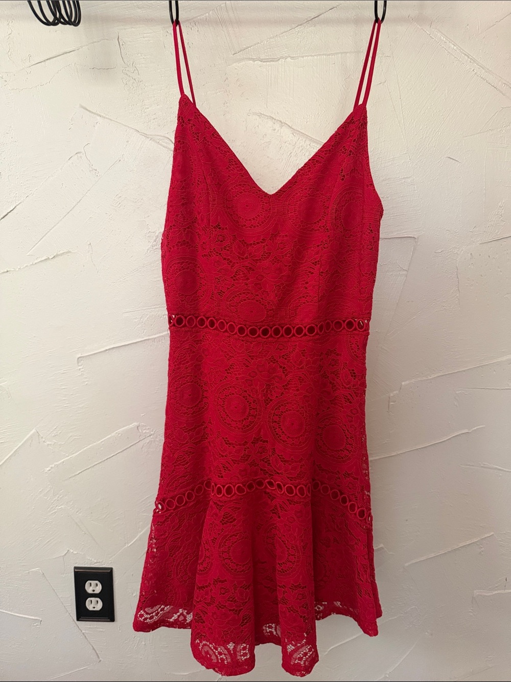 Red Lace Spaghetti-Strap Dress